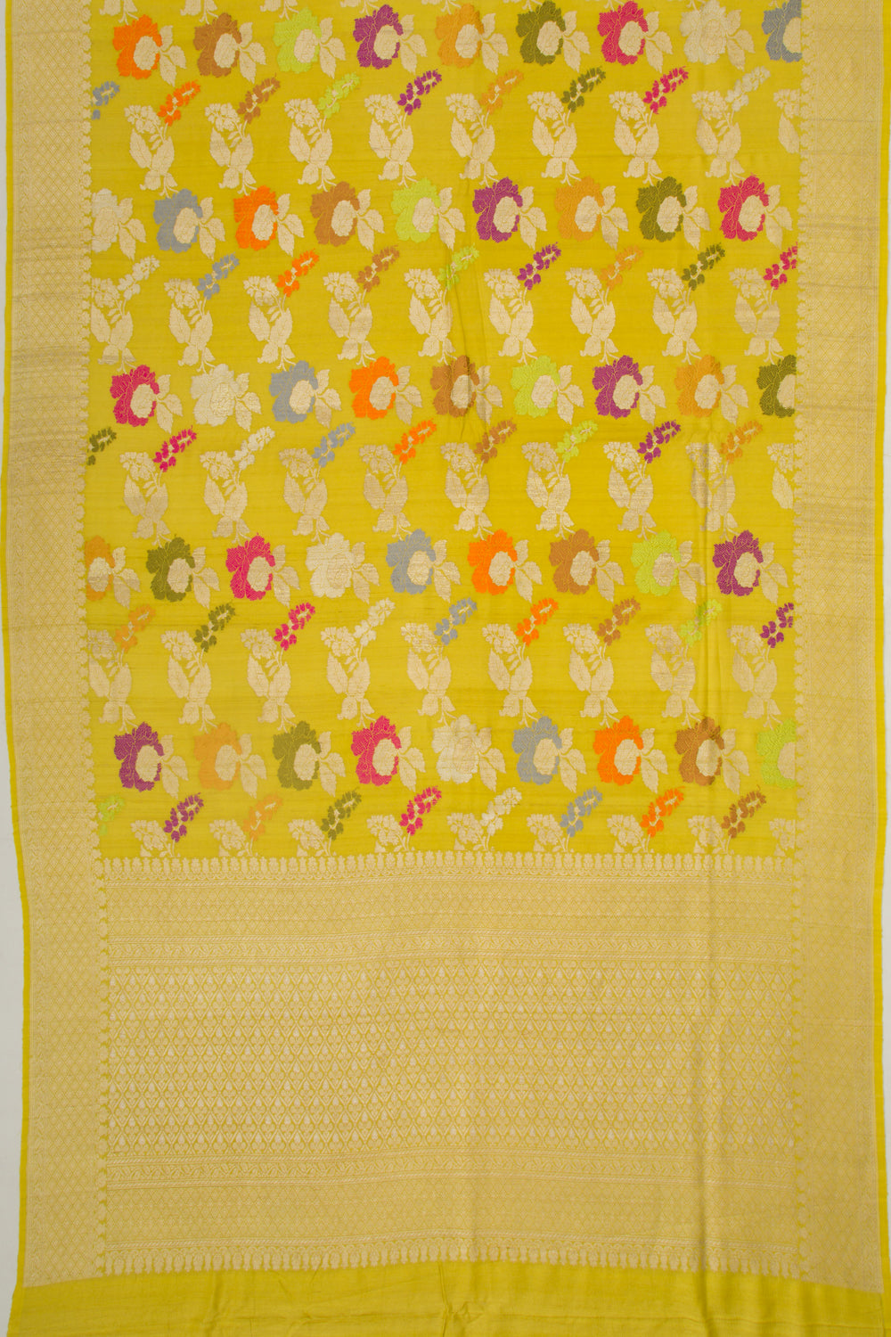 Banarasi Silk Jaal Mehendi Green Saree