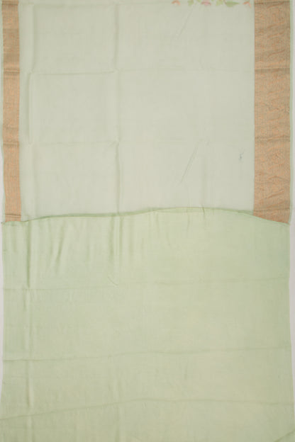 Organza Floral Embroidery Green Saree