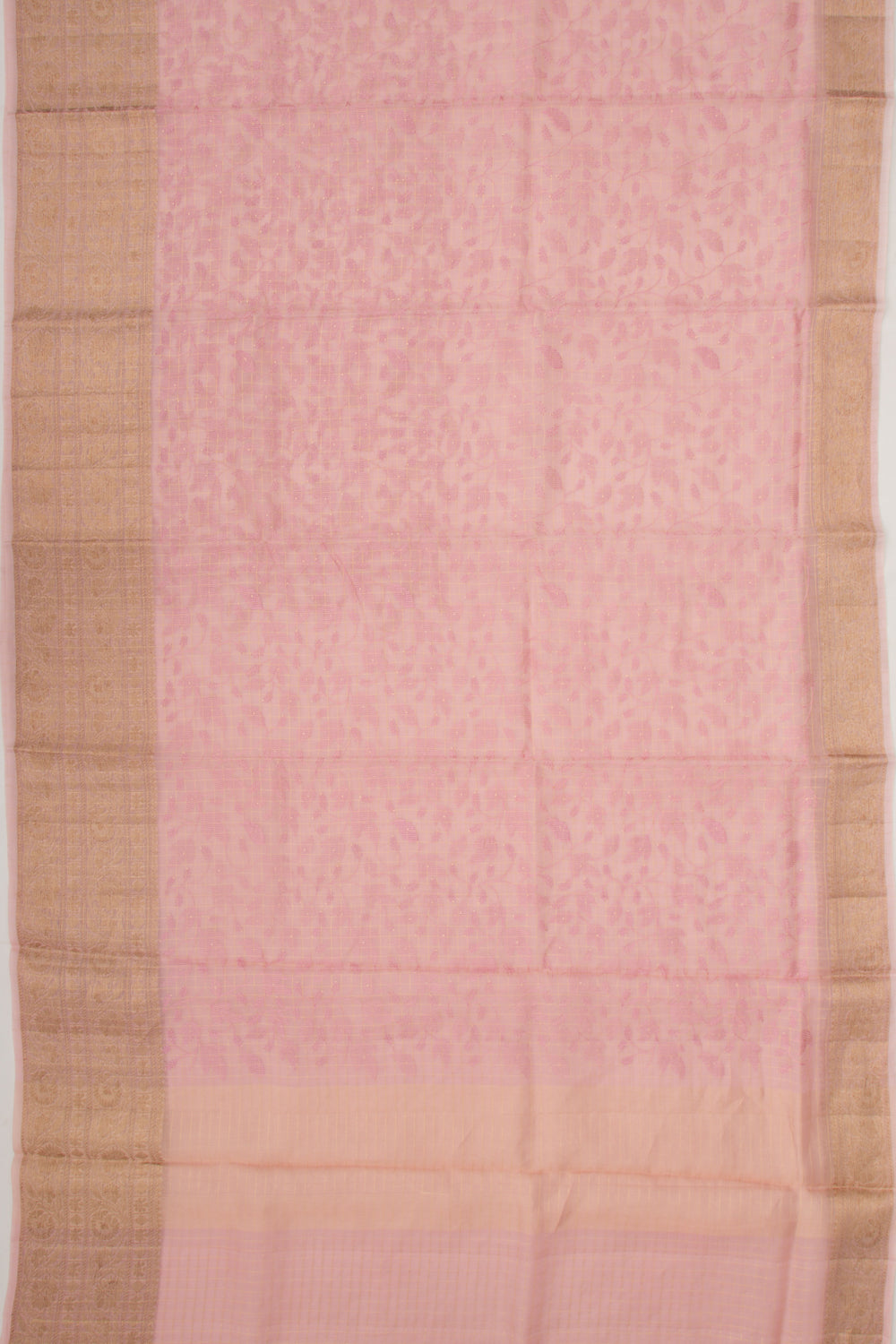 Organza Floral Embroidery Pink Saree