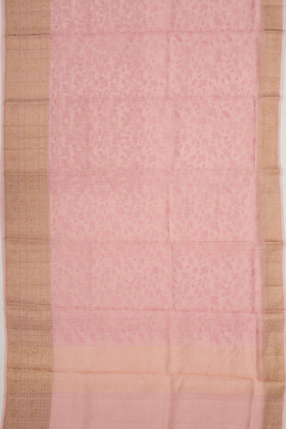 Organza Floral Embroidery Pink Saree