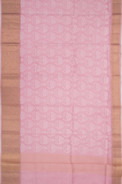 Organza Floral Embroidery Pink Saree