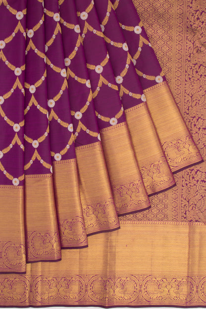Kanchipuram Silk Jaal Purple Saree