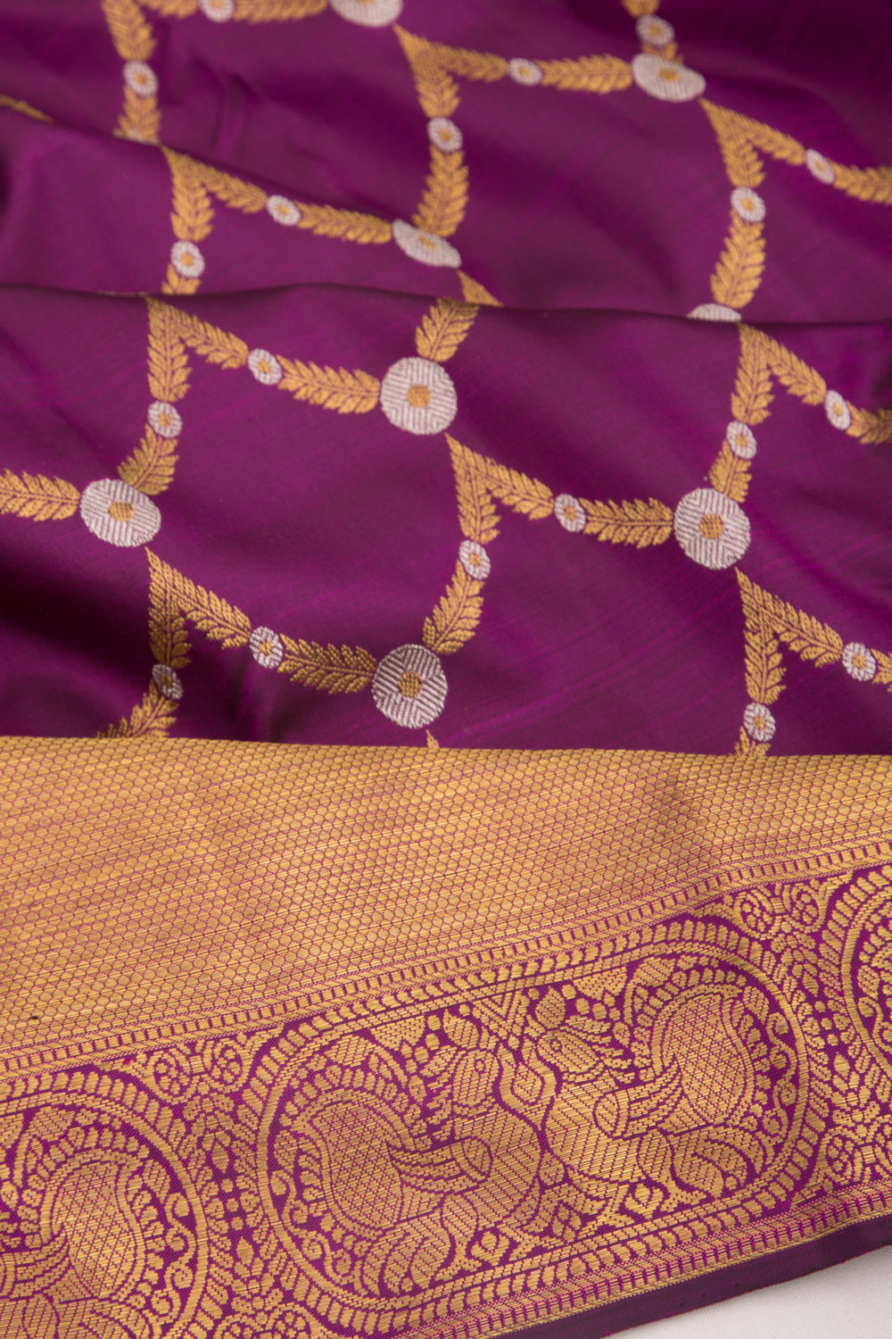 Kanchipuram Silk Jaal Purple Saree