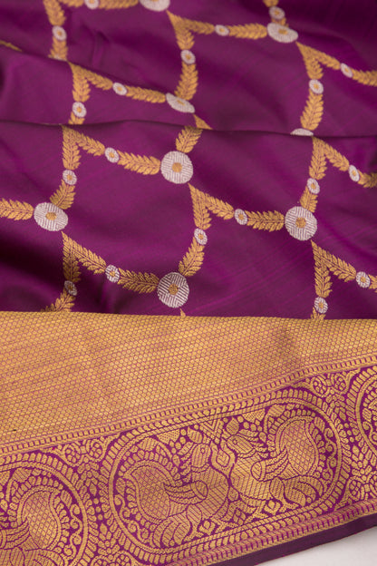 Kanchipuram Silk Jaal Purple Saree