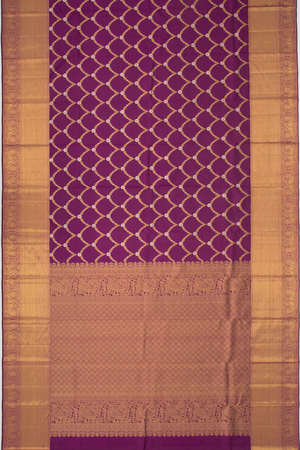 Kanchipuram Silk Jaal Purple Saree