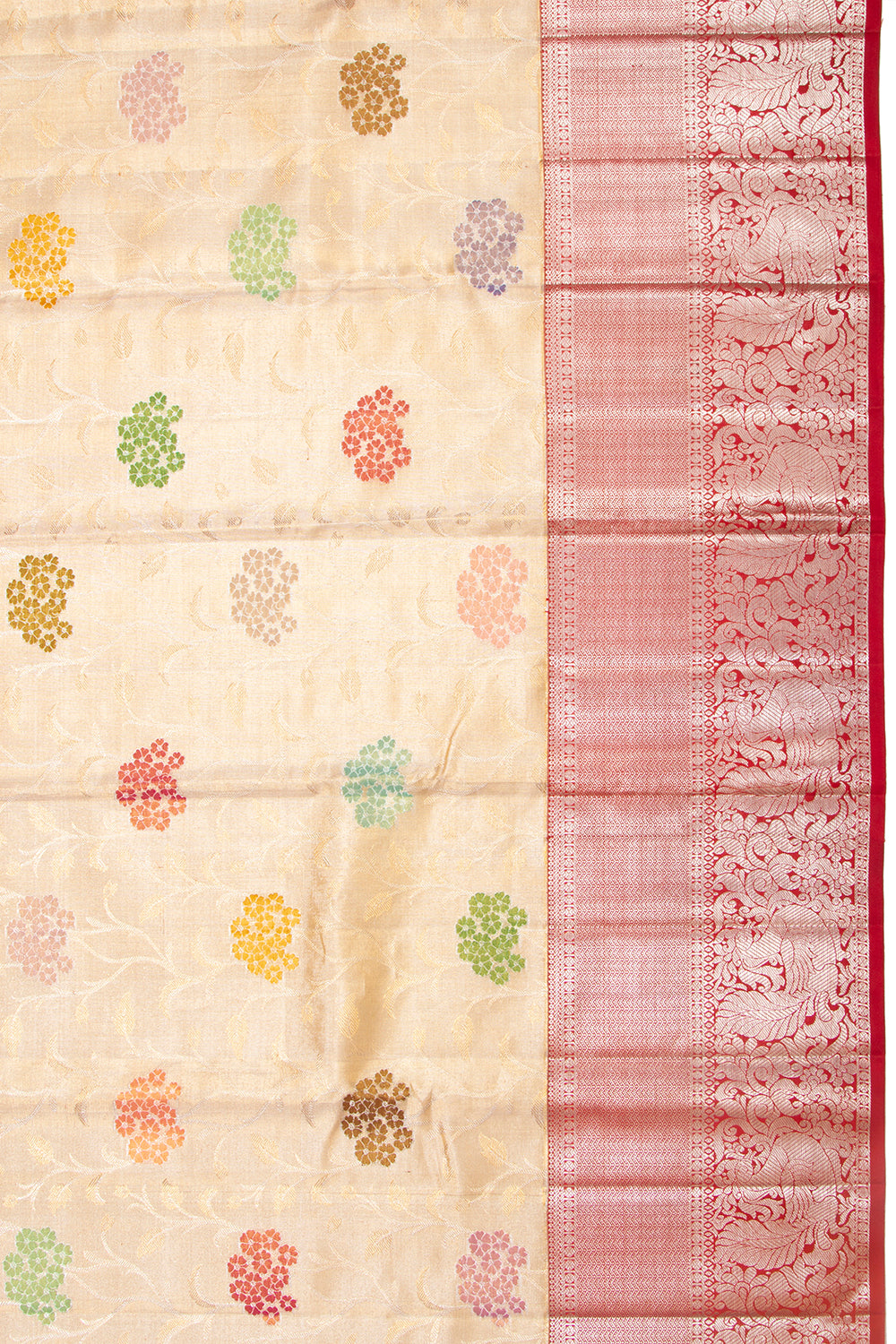 Kanchipuram Silk Tissue Jaal Gold Saree