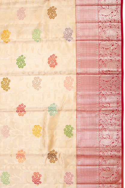 Kanchipuram Silk Tissue Jaal Gold Saree