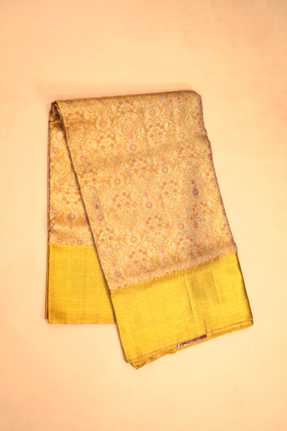 Kanchipuram Silk Tissue Brocade Gold Saree