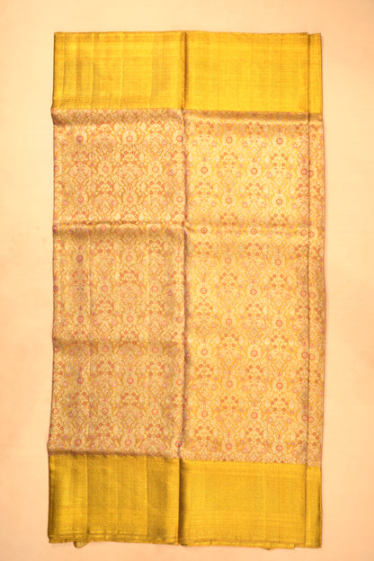 Kanchipuram Silk Tissue Brocade Gold Saree