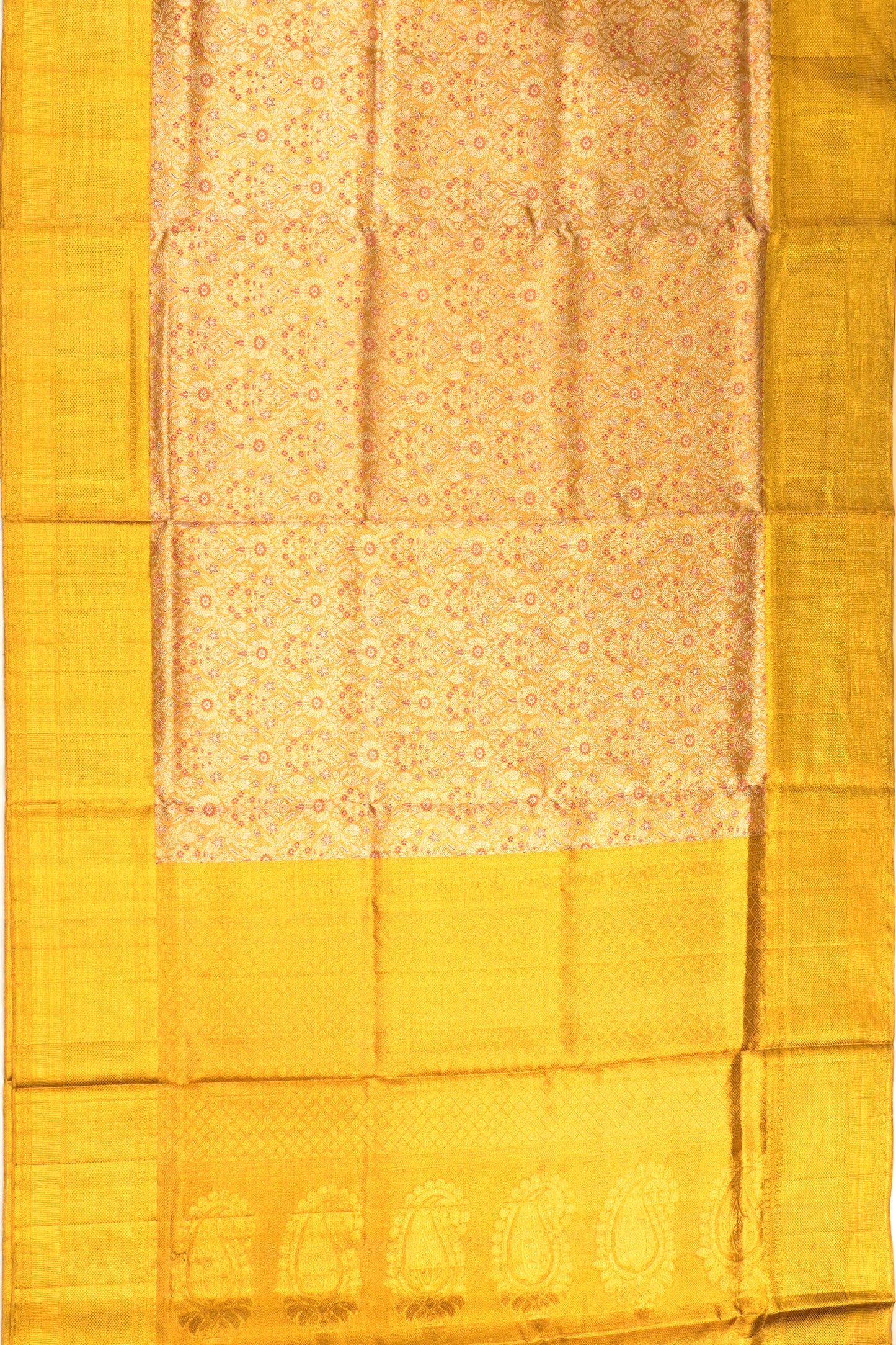 Kanchipuram Silk Tissue Brocade Gold Saree