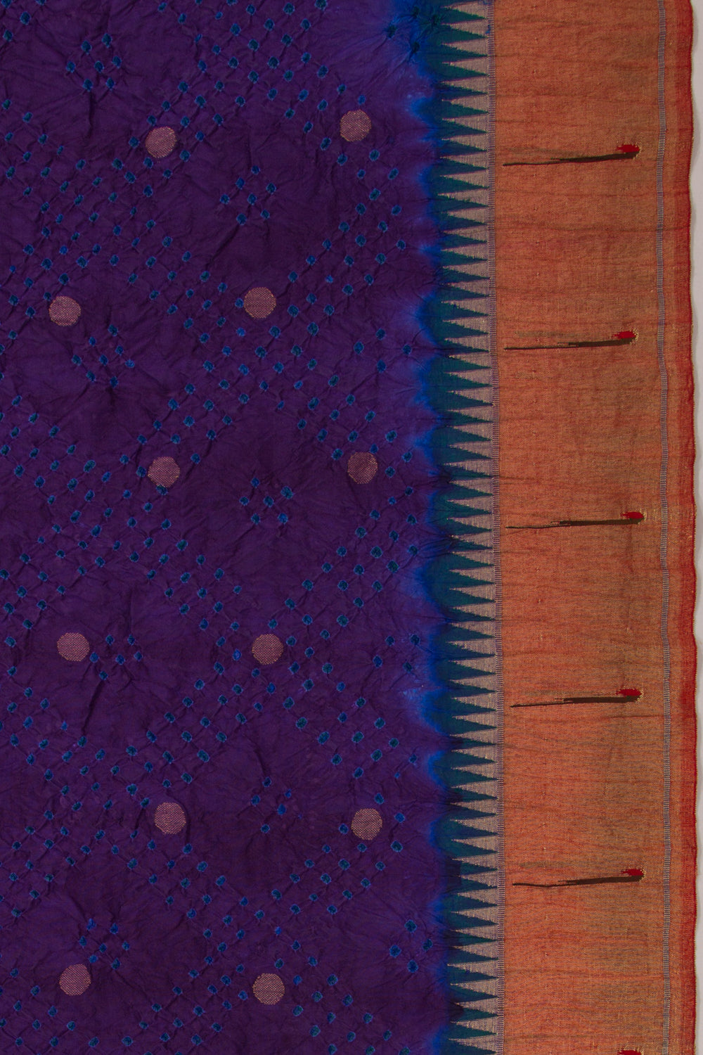 Paithani Silk Bandhani Butta Dark Blue Saree