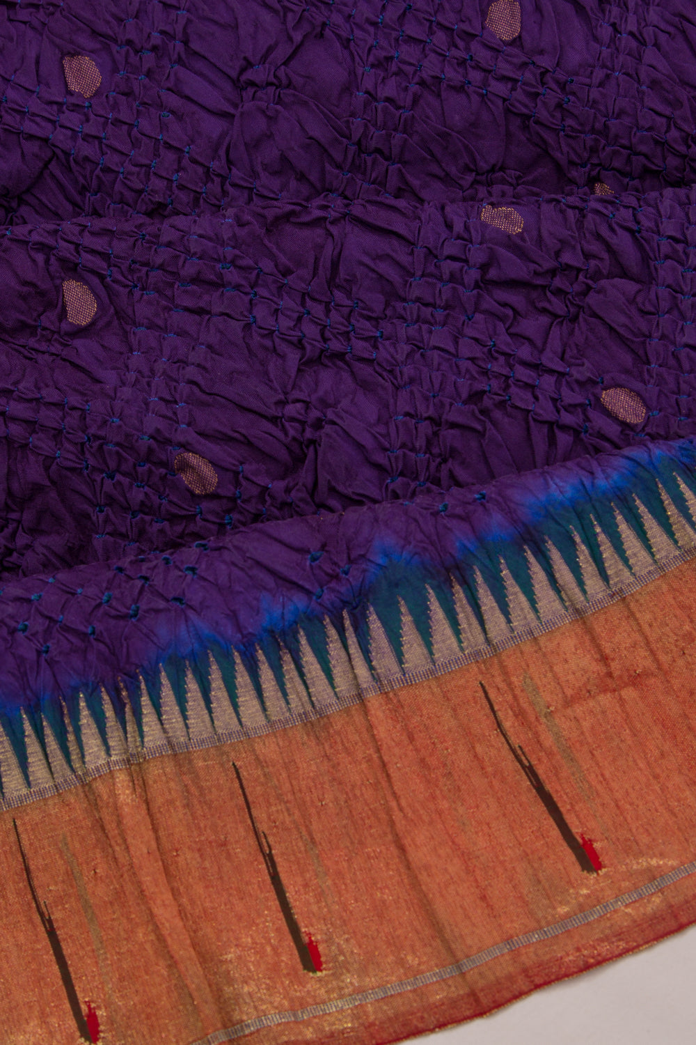 Paithani Silk Bandhani Butta Dark Blue Saree