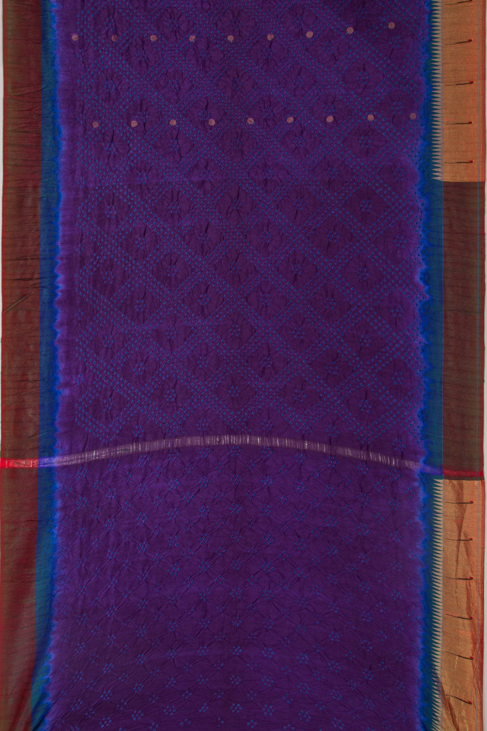 Paithani Silk Bandhani Butta Dark Blue Saree