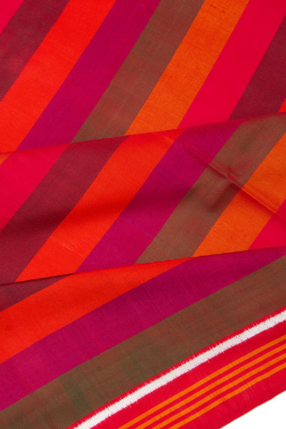 Patan Patola Silk Double Ikat Lines Multicolour Saree