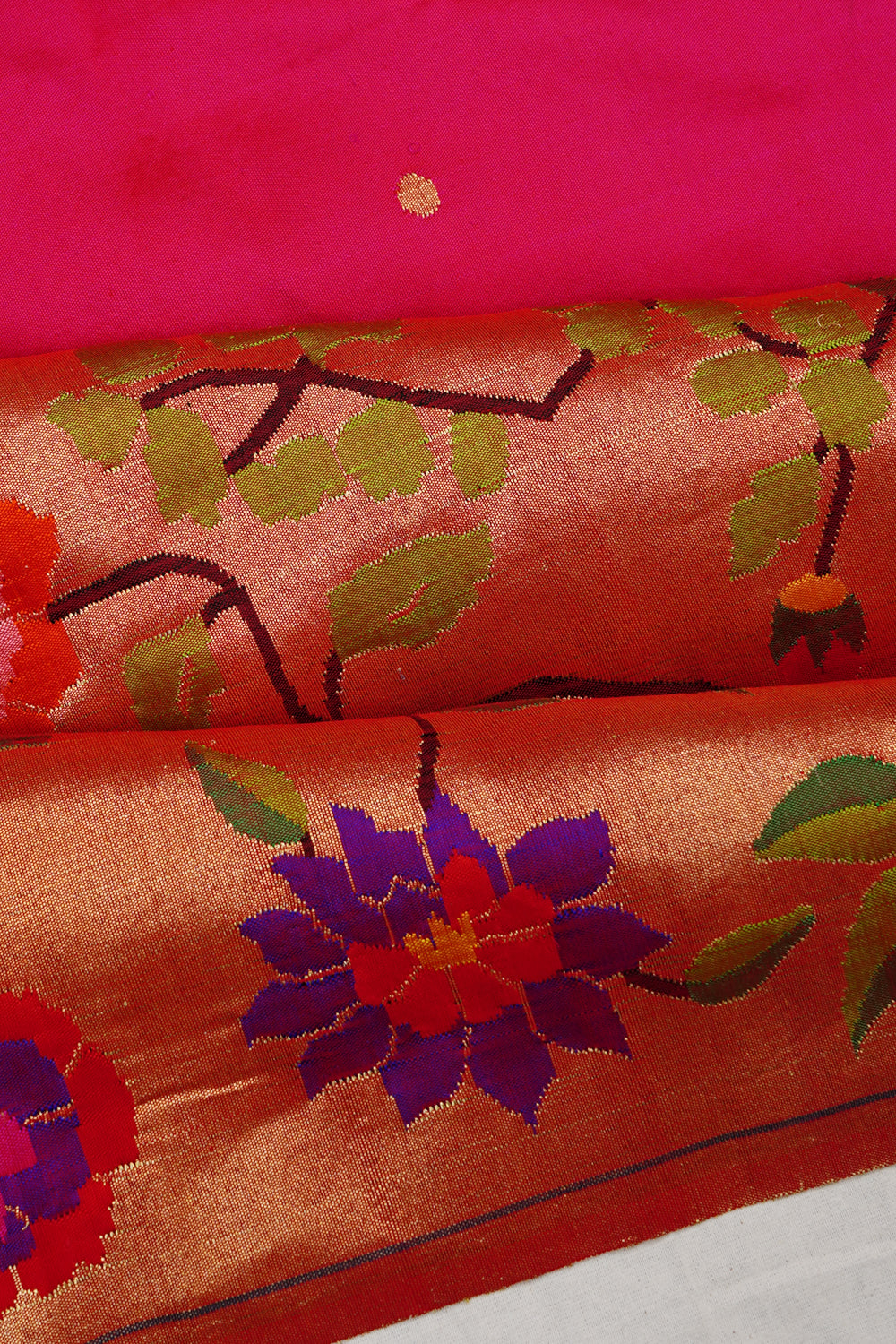 Paithani Silk Butta Pink Saree With Big Border