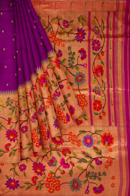 Paithani Silk Butta Purple Saree