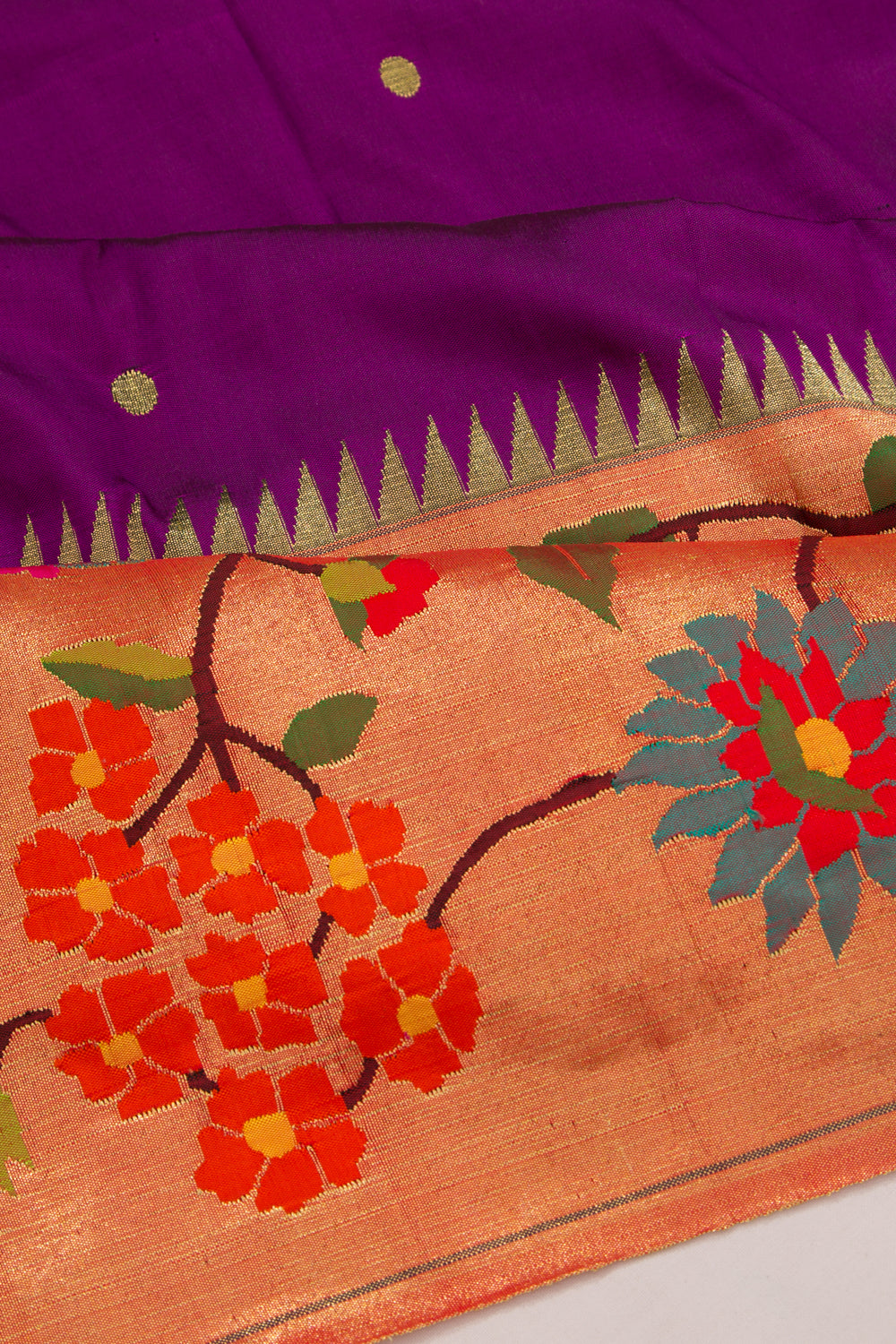 Paithani Silk Butta Purple Saree