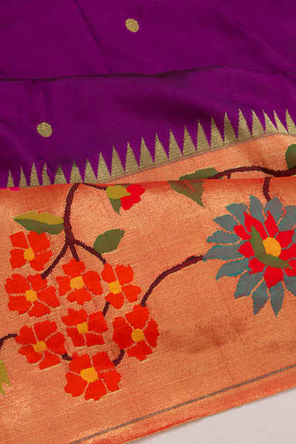 Paithani Silk Butta Purple Saree