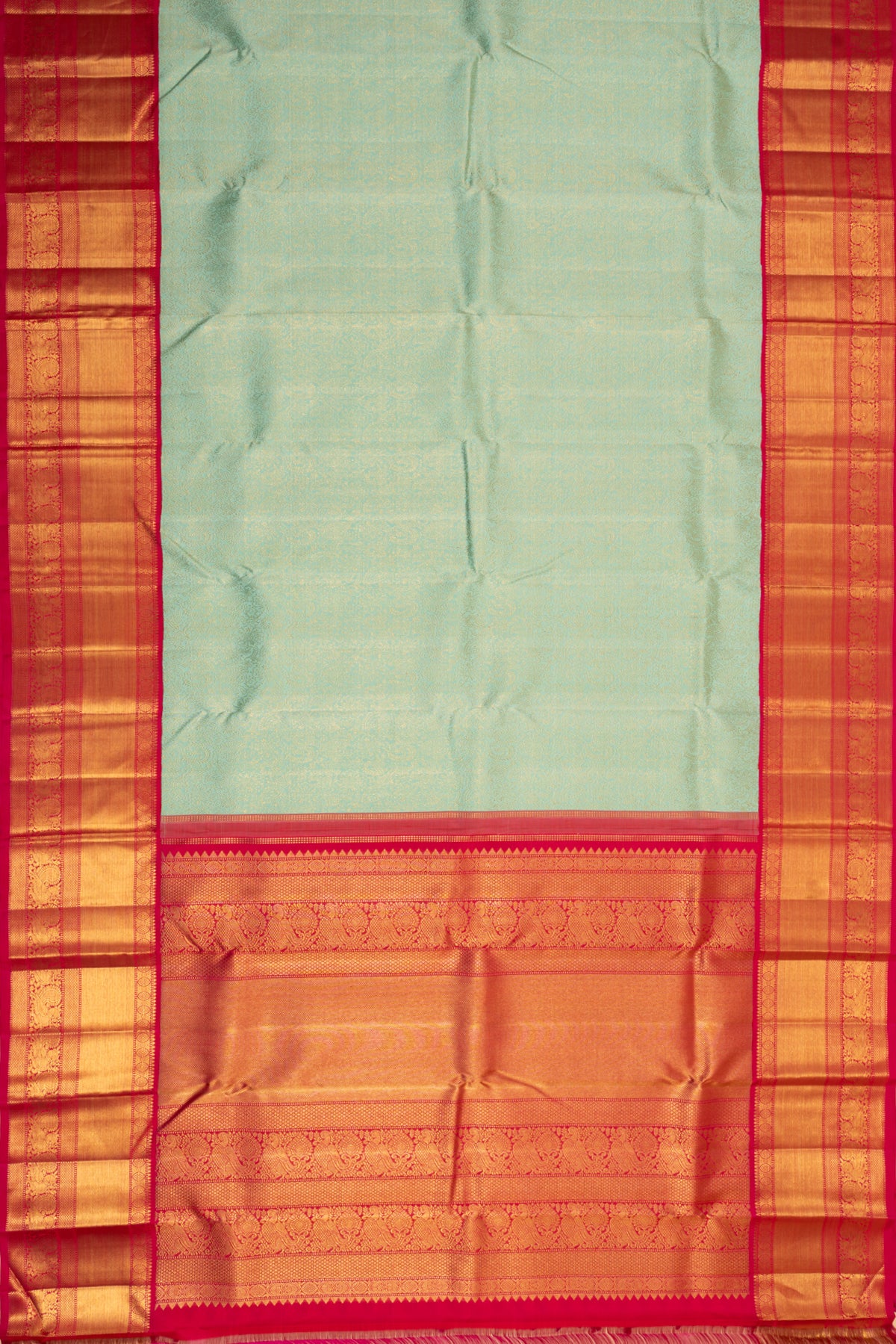 Kanchipuram Silk Brocade Pastel Blue Saree