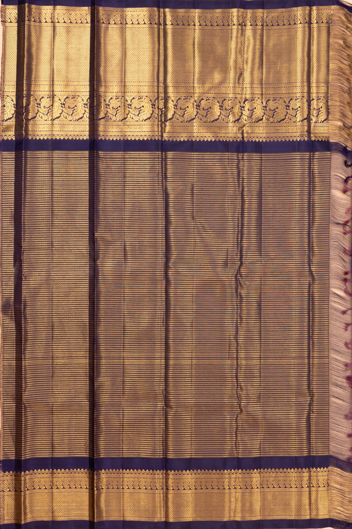 Kanchipuram Silk Horizontal Lines Baby Pink Saree