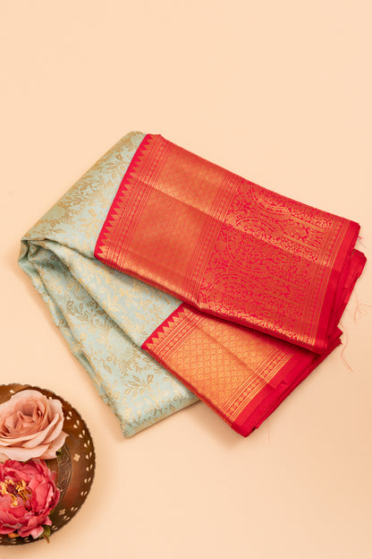 Kanchipuram Silk Brocade Blue Saree