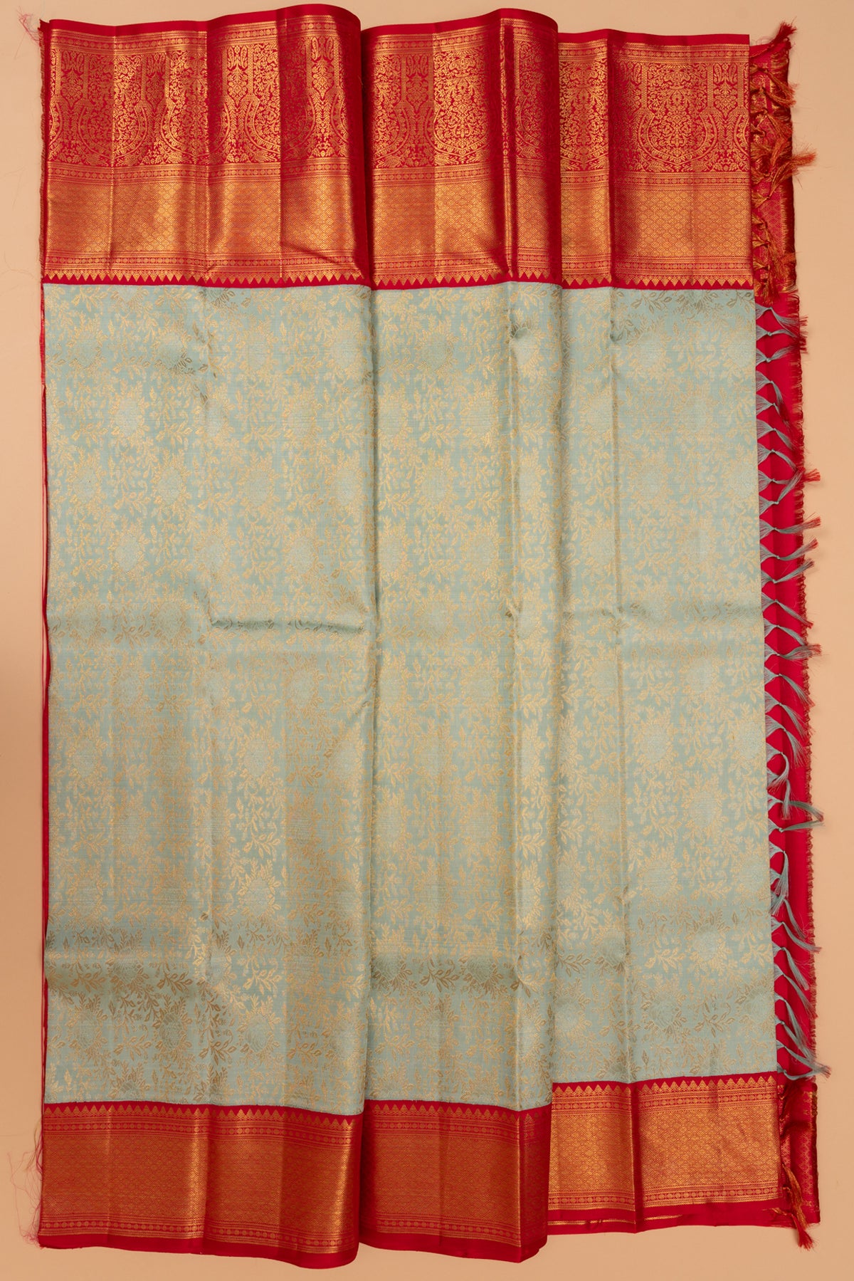 Kanchipuram Silk Brocade Blue Saree
