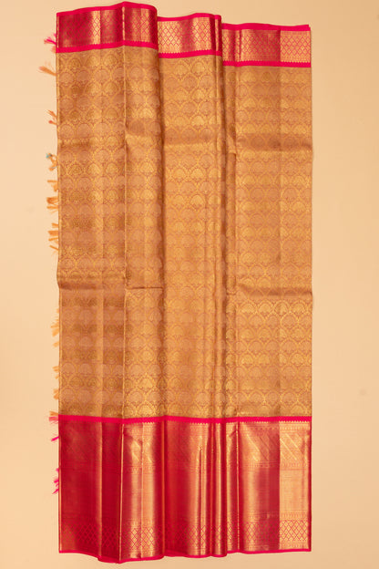 Kanchipuram Silk Tissue Brocade Sandalwood Saree