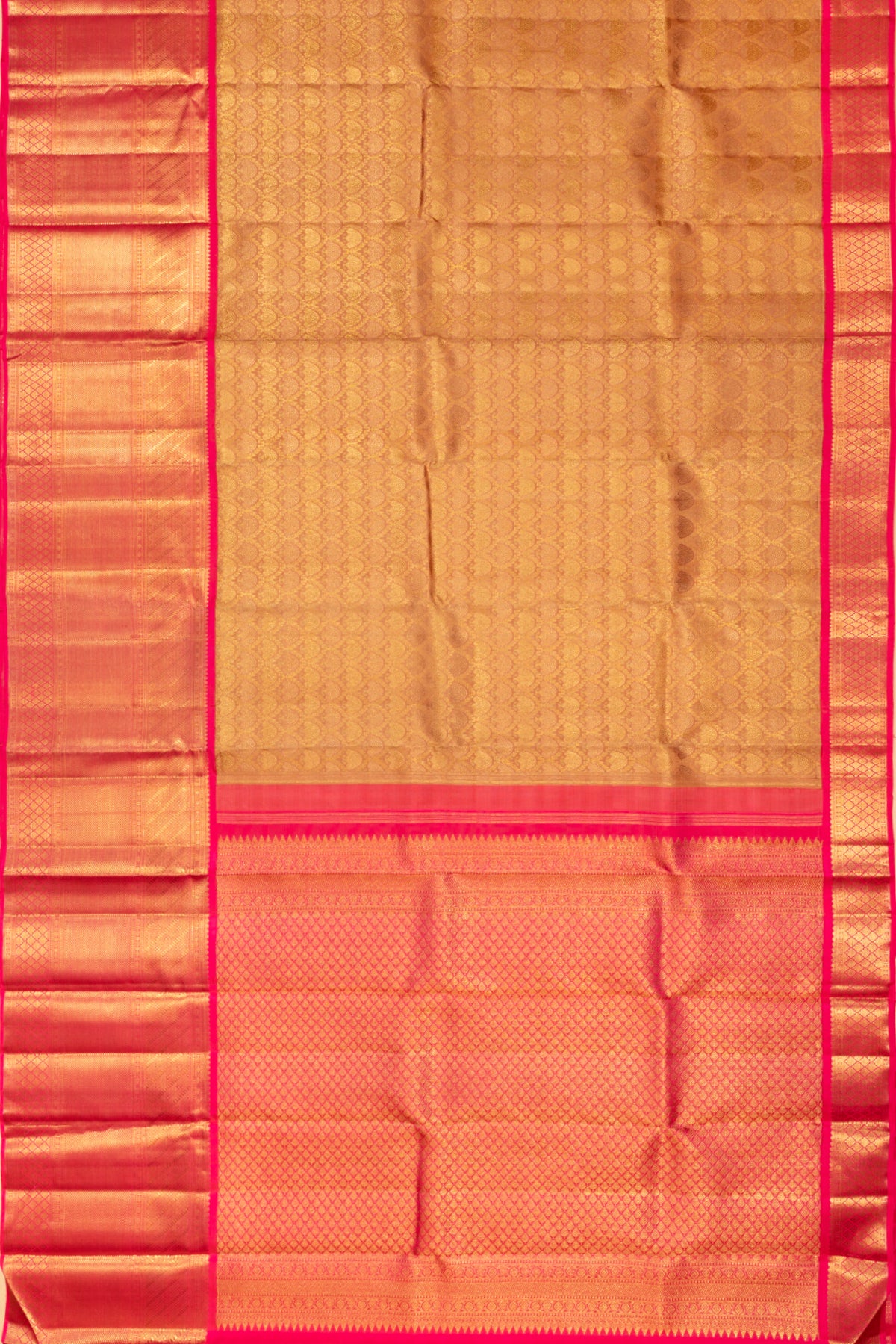 Kanchipuram Silk Tissue Brocade Sandalwood Saree