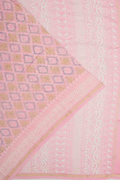 Chanderi Silk Printed Baby Pink Saree