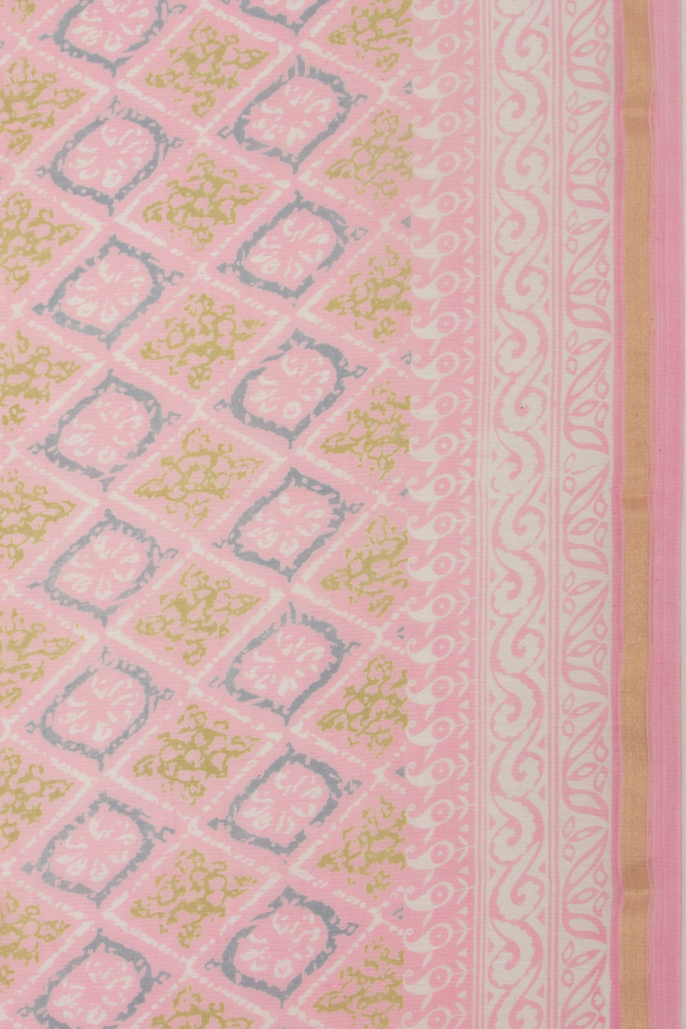 Chanderi Silk Printed Baby Pink Saree