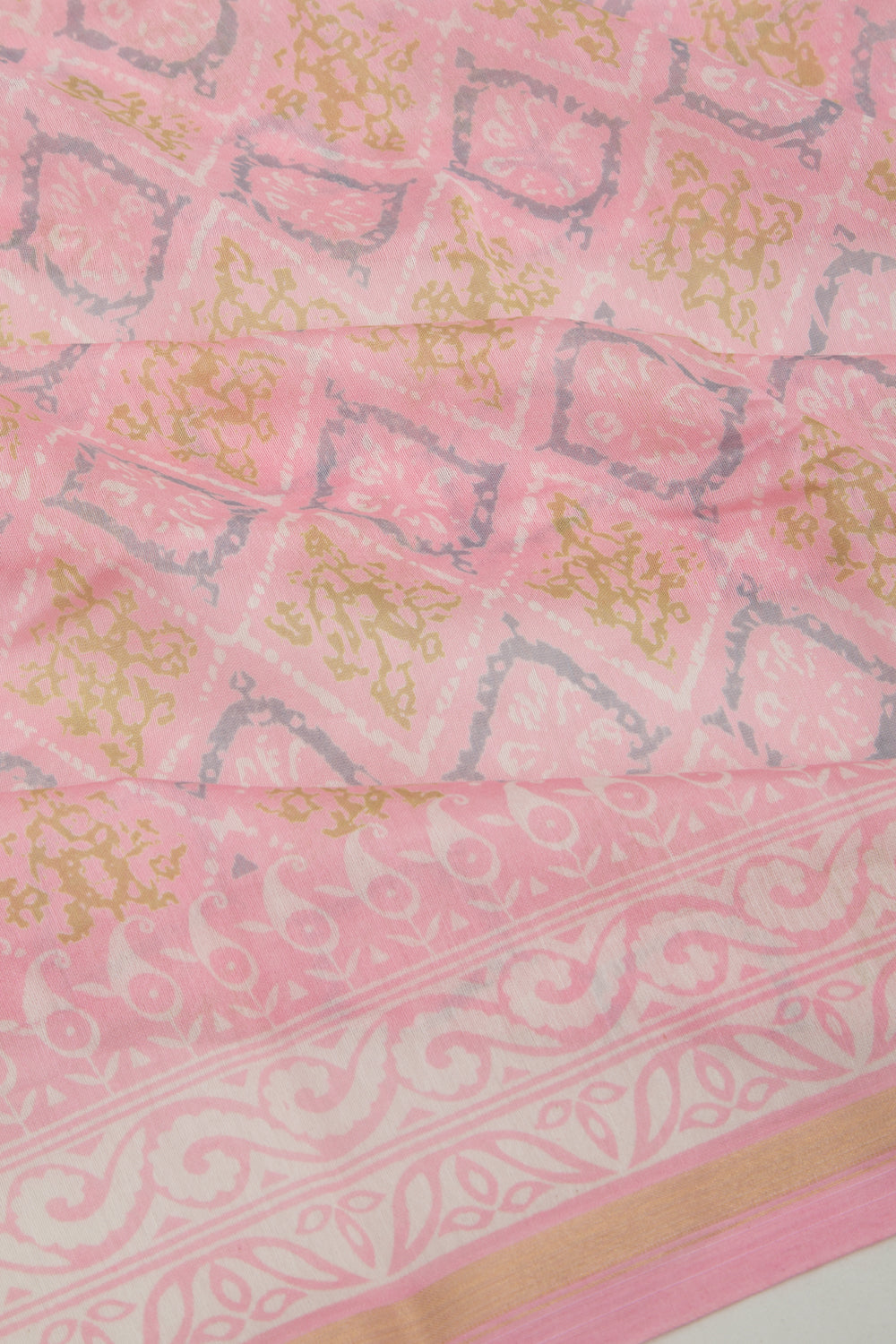 Chanderi Silk Printed Baby Pink Saree