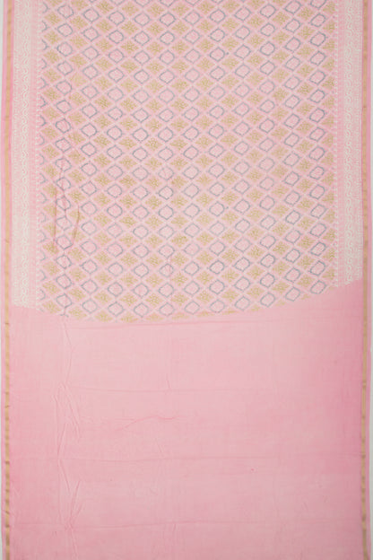 Chanderi Silk Printed Baby Pink Saree