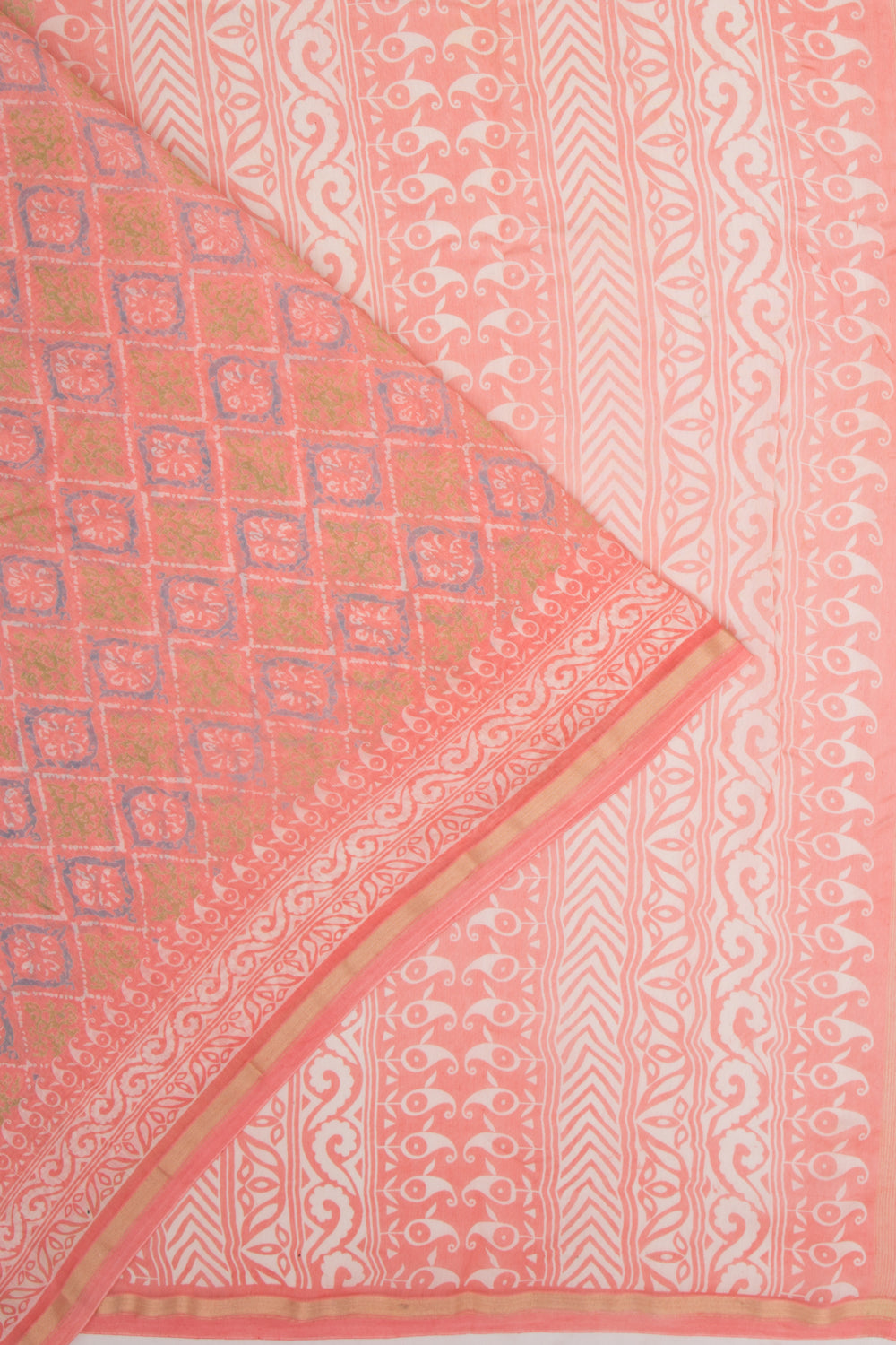 Chanderi Silk Printed Peach Saree
