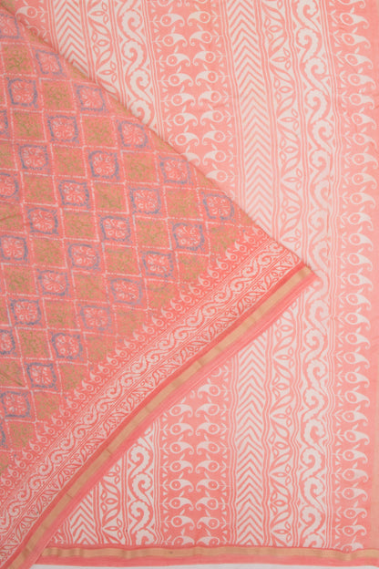 Chanderi Silk Printed Peach Saree