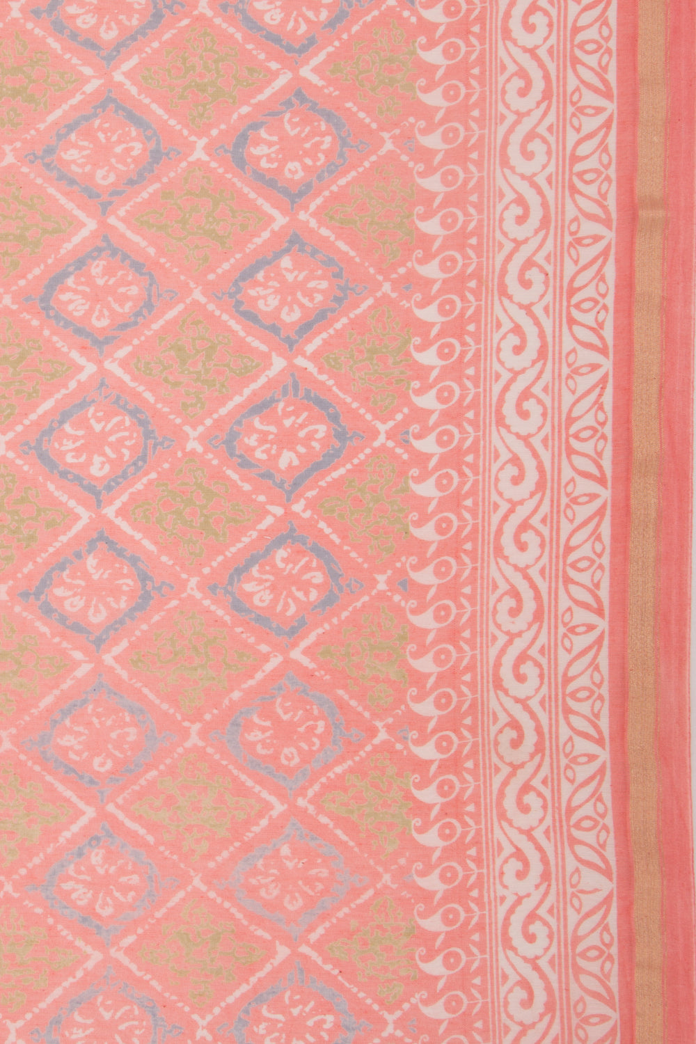 Chanderi Silk Printed Peach Saree