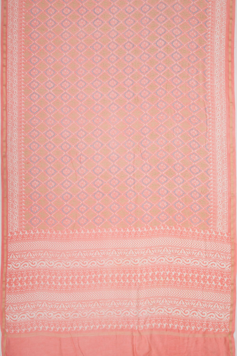 Chanderi Silk Printed Peach Saree