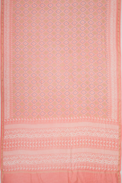 Chanderi Silk Printed Peach Saree