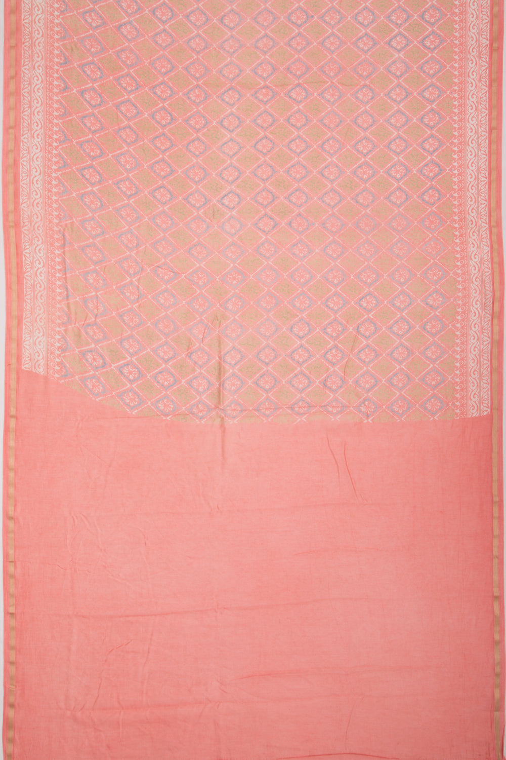 Chanderi Silk Printed Peach Saree