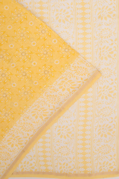 Chanderi Silk Printed Lemon Yellow Saree