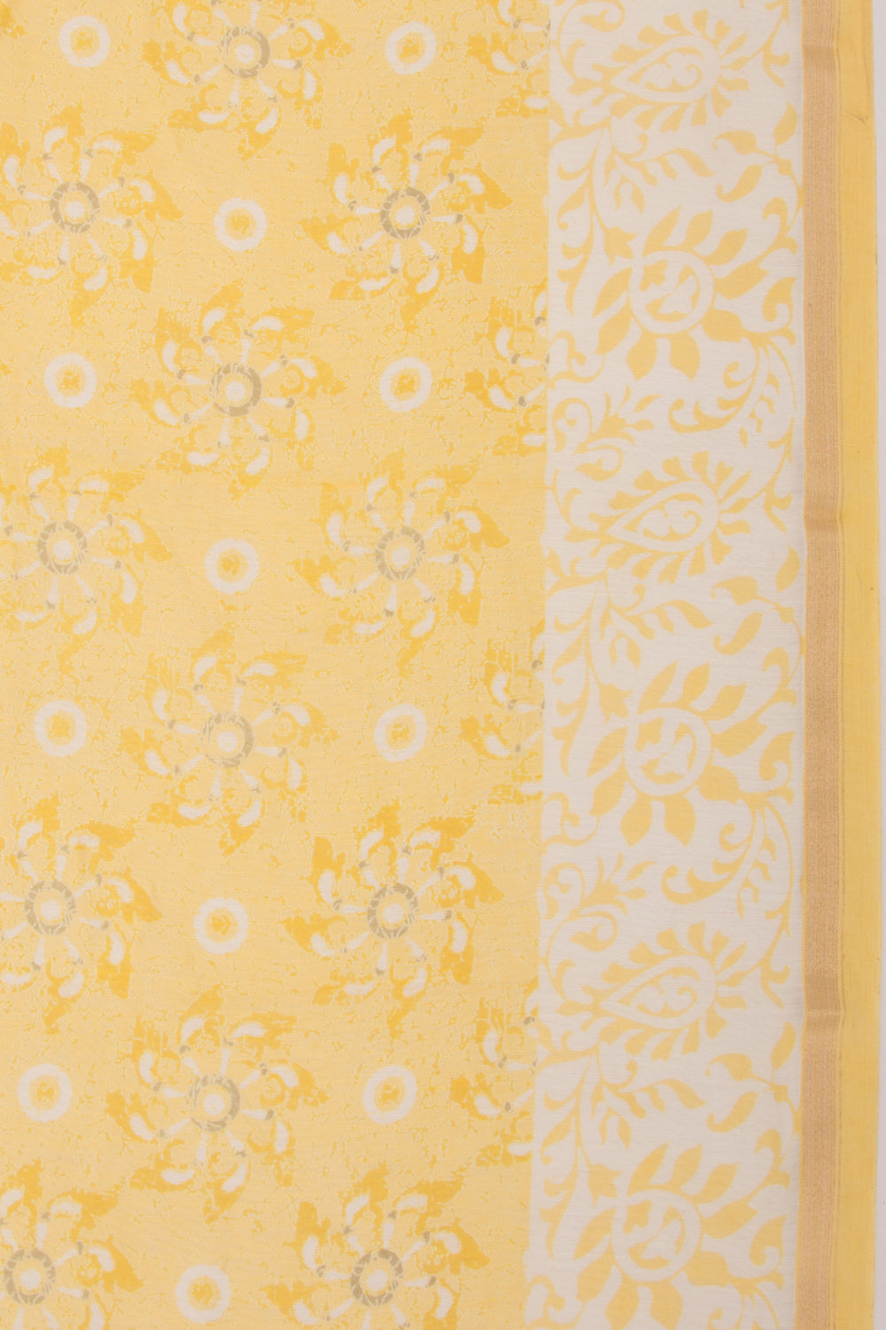 Chanderi Silk Printed Lemon Yellow Saree