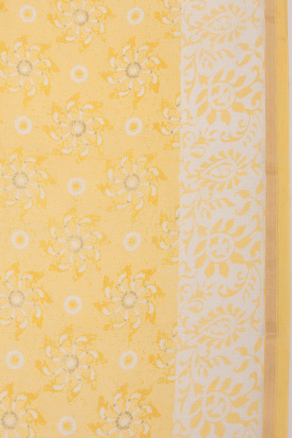 Chanderi Silk Printed Lemon Yellow Saree