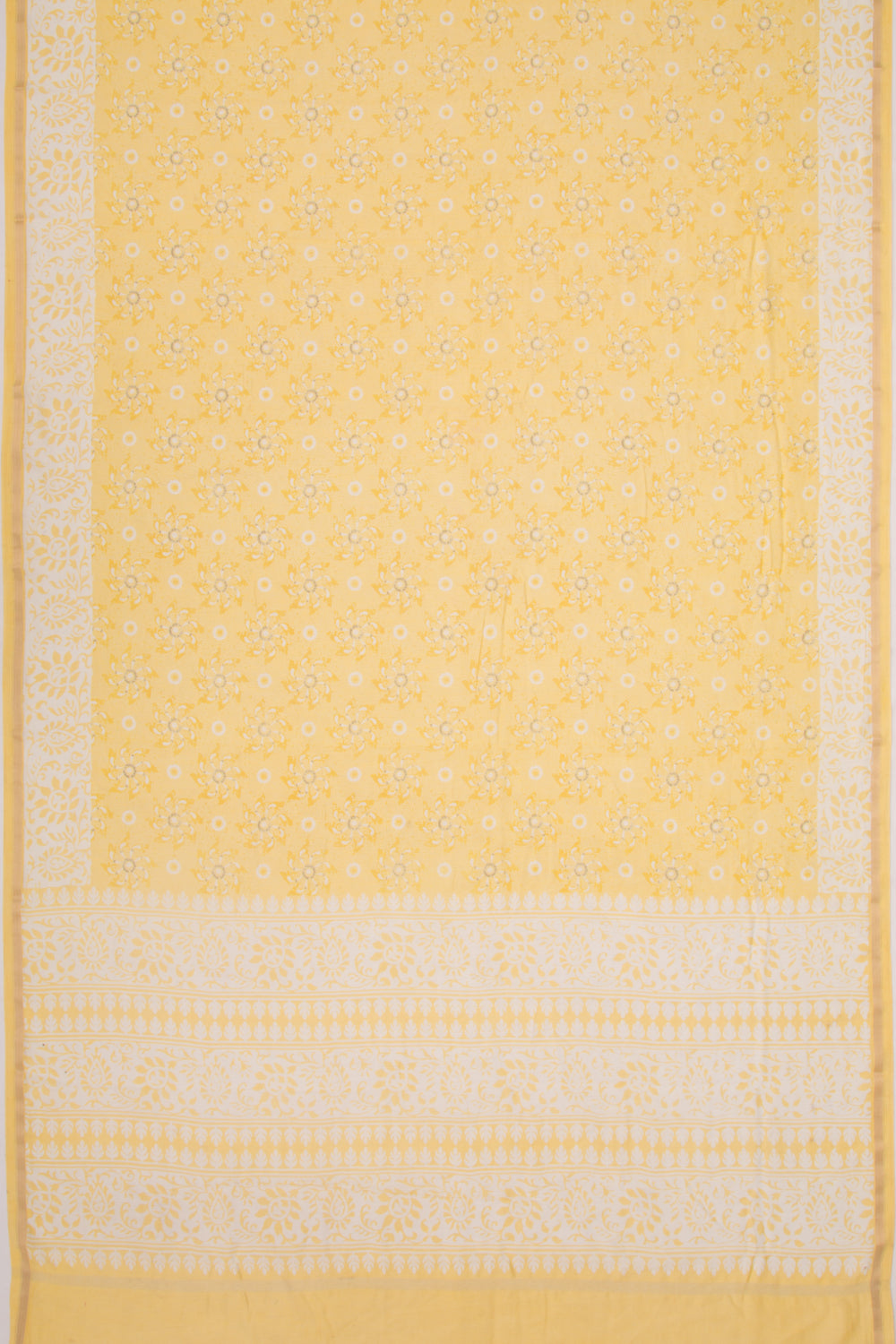 Chanderi Silk Printed Lemon Yellow Saree