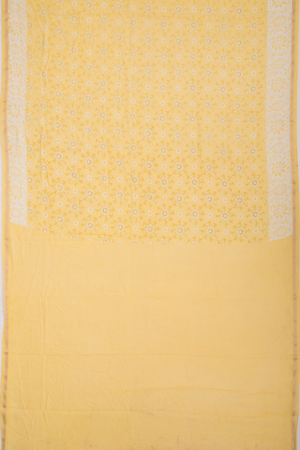 Chanderi Silk Printed Lemon Yellow Saree