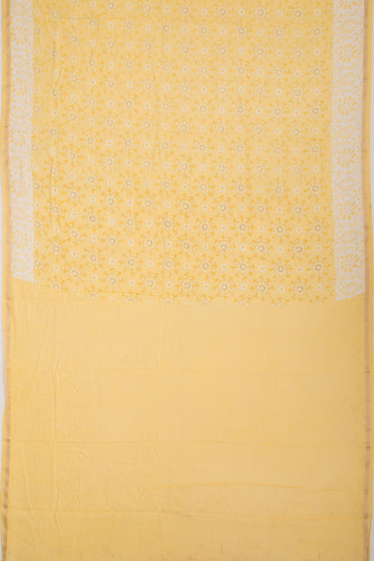 Chanderi Silk Printed Lemon Yellow Saree