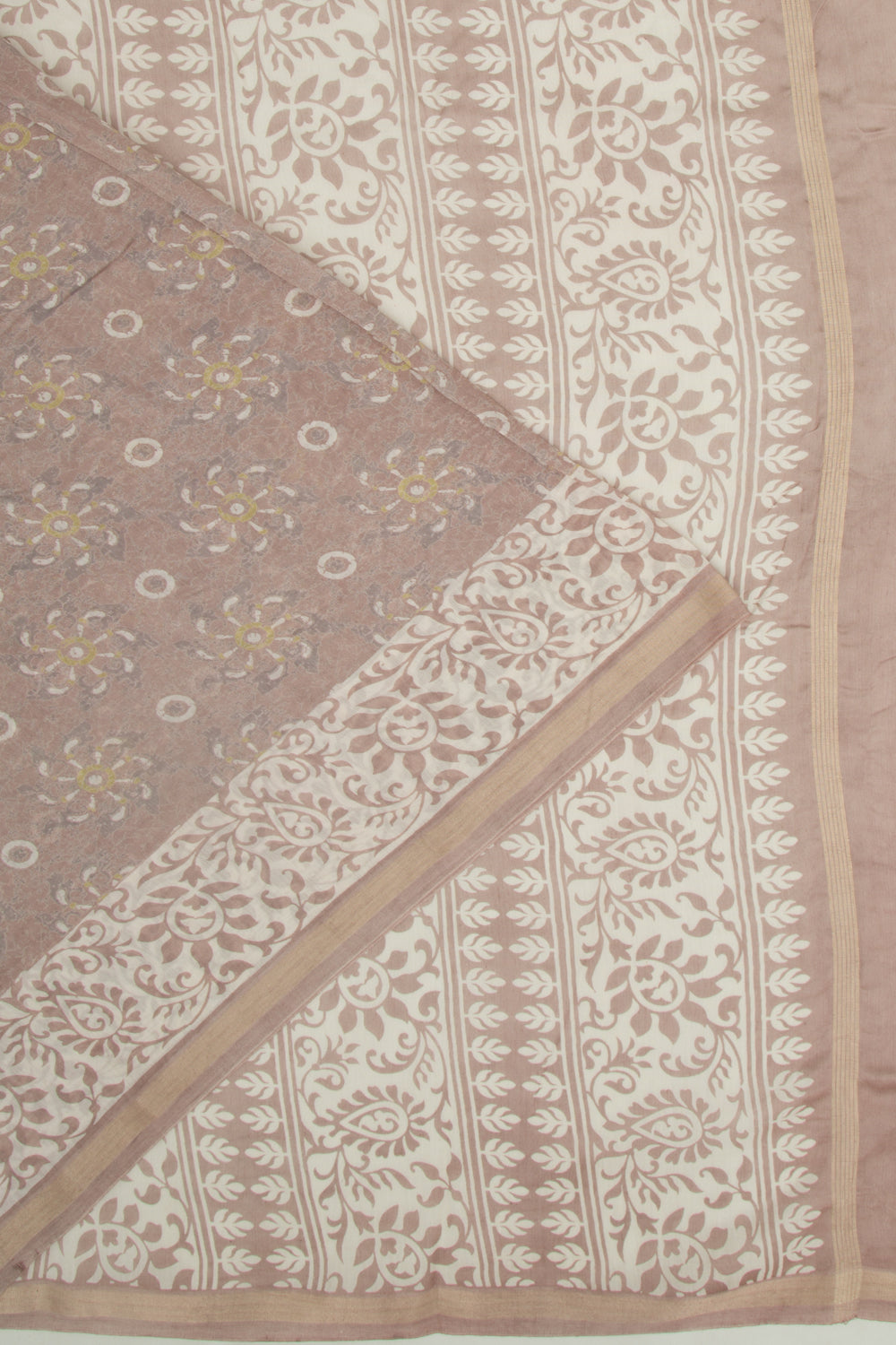 Chanderi Silk Printed Brown Saree