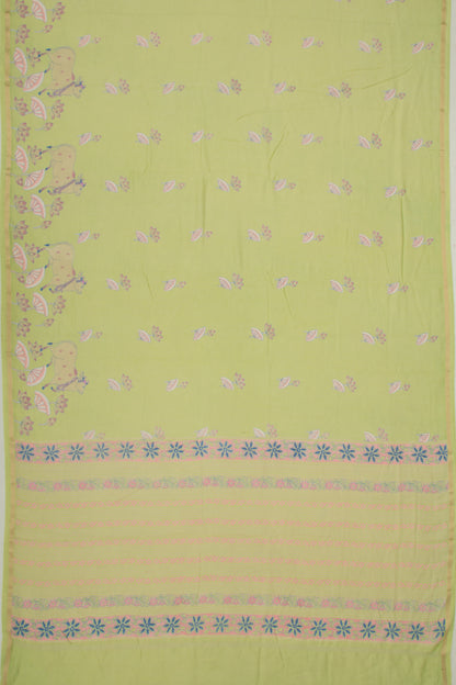 Chanderi Silk Pichwai Printed Green Saree