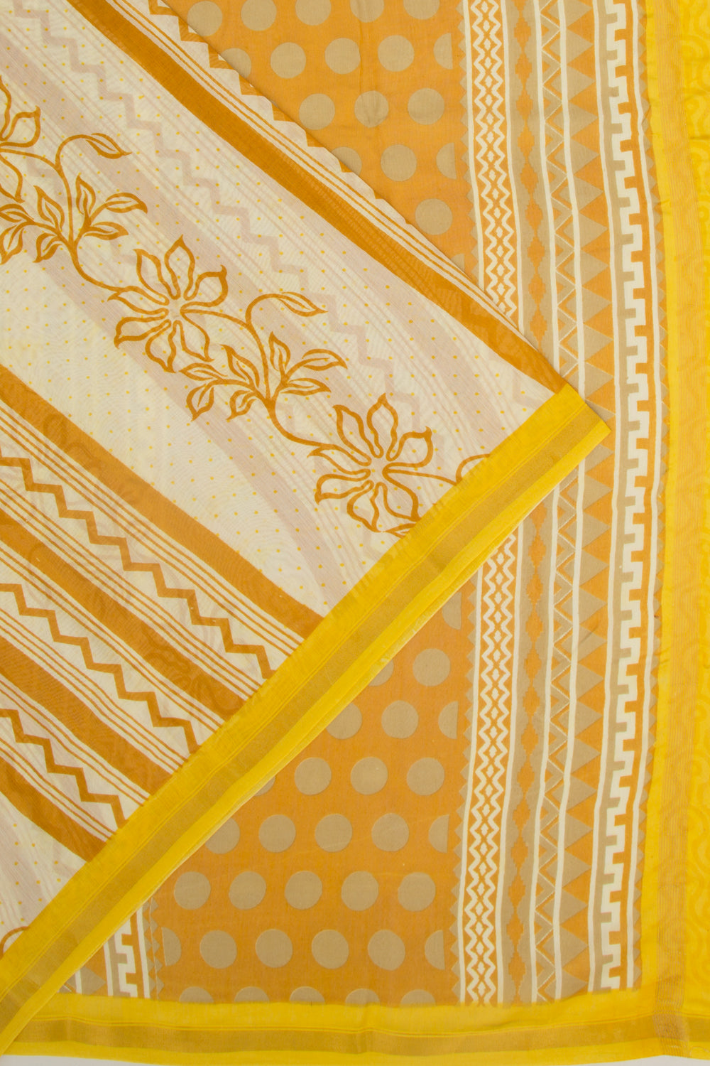 Chanderi Silk Printed Off White Saree