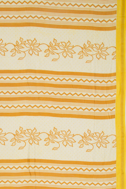 Chanderi Silk Printed Off White Saree