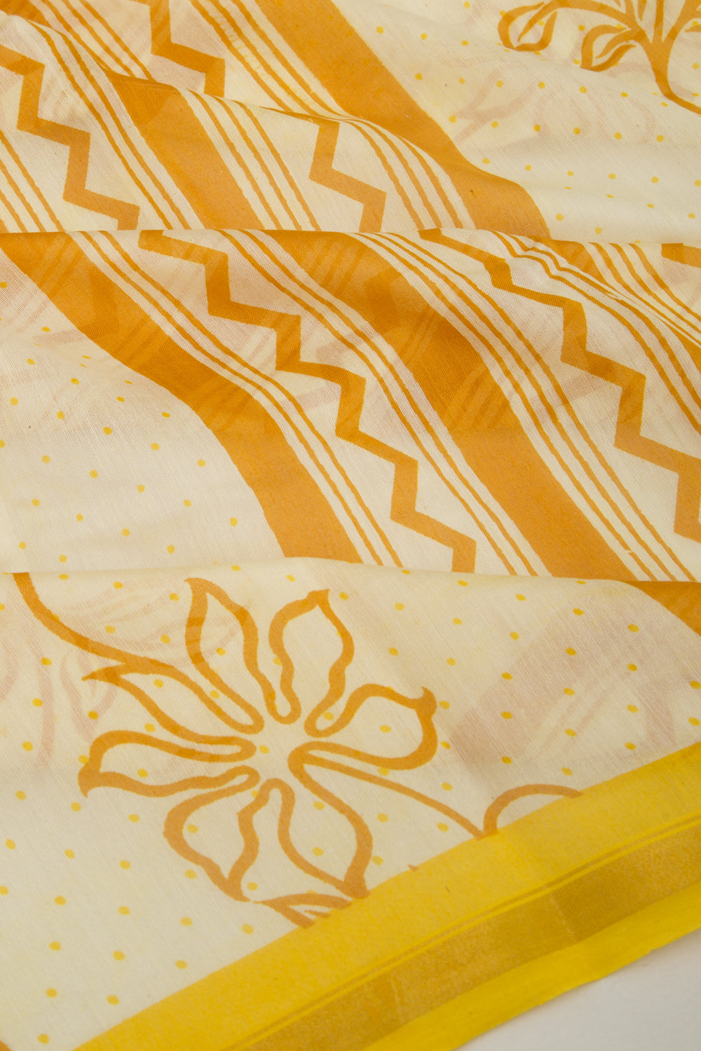 Chanderi Silk Printed Off White Saree