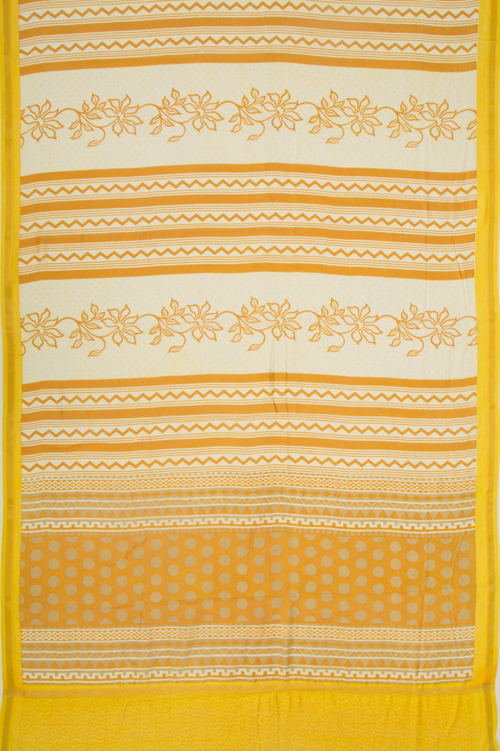 Chanderi Silk Printed Off White Saree